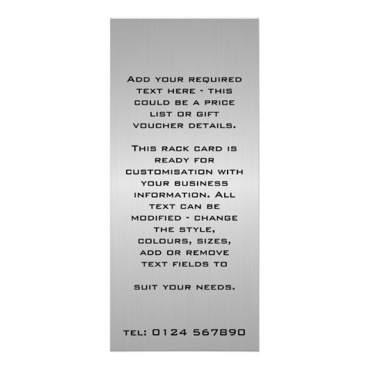 Carte métallique de support de conception (Dos)