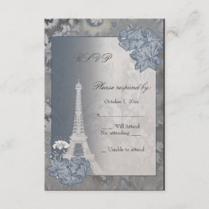 Carte métallique d'or de Tour Eiffel RSVP