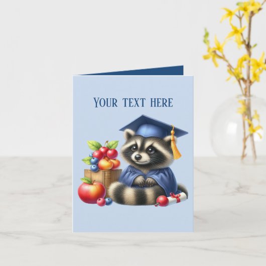 Carte Mete Graduation ajouter un message raccoon (Fleur jaune)
