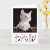 Carte Mete World's Meilleur Chat Maman Photo Chat Annive (Fleur jaune)
