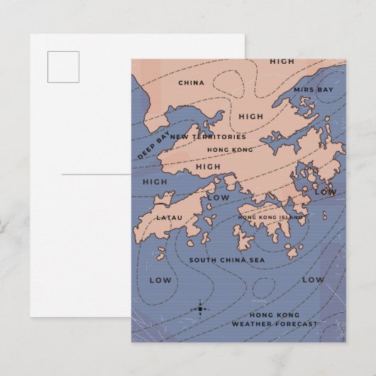Carte météo ancienne de Hong Kong (Devant / Derrière)