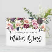 Carte Métron floral rose, bordeaux et figuier (Debout devant)