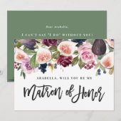 Carte Métron floral rose, bordeaux et figuier (Devant / Derrière)