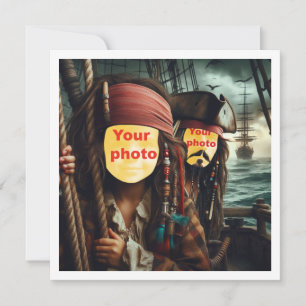 Carte Mets mon visage dans l'image, 2 pirates sur un bat