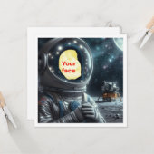 Carte Mets mon visage dans l'image, astronaute, espace (Devant/Arrière en situation)