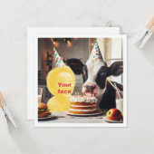 Carte Mets mon visage dans l'image, fête d'anniversaire  (Devant/Arrière en situation)