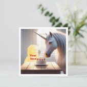 Carte Mets mon visage dans l'image, licorne et enfant (Debout devant)