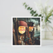 Carte Mets mon visage sur la photo, 2 pirates sur un bat (Debout devant)