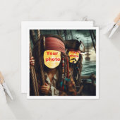 Carte Mets mon visage sur la photo, 2 pirates sur un bat (Devant/Arrière en situation)