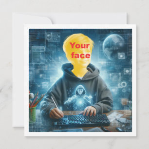 Carte Mets mon visage sur la photo, amateur d'informatiq