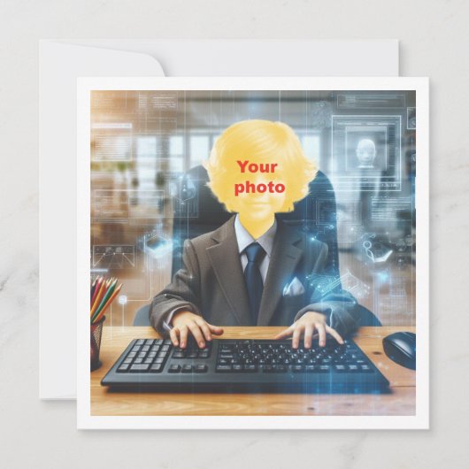 Carte Mets mon visage sur la photo, amateur d'informatiq (Devant)