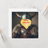 Carte Mettez mon visage dans l'image, guerrier viking (Devant/Arrière en situation)