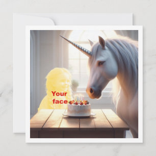Carte Mettez mon visage dans l'image, licorne et enfant