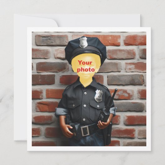 Carte Mettez mon visage dans l'image, policier noir (Devant)