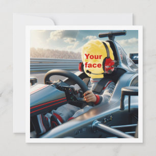 Carte Mettez mon visage dans l'image, voiture de course
