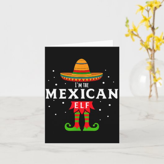 Carte Mexican Elf Christmas Sombrero Feliz Navidad Gift (Fleur jaune)