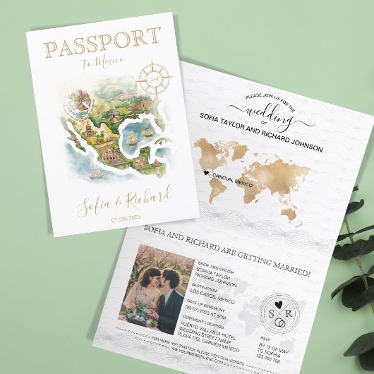 Carte Mexique de passeport de destination mariage