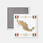 Carte Mexique + Magnet drapeaux (Recto/Verso)