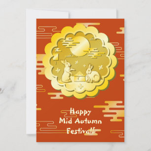 Carte Mi-automne Festival Gold Mooncake Moon Rabbit
