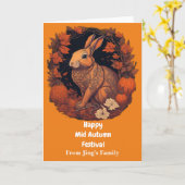 Carte Mi-Automne Festival Rabbit Moon salut (Fleur jaune)