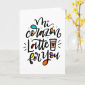 Carte Mi Corazón Latte Pour Vous, Spanglish Pun (Fleur jaune)