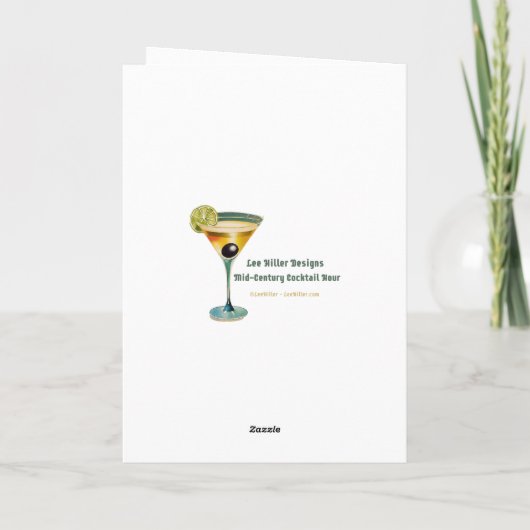 Carte Mi-Siècle Cocktail de Noël Fête Happy Hour (Dos)