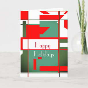 Carte Mi-siècle Moderne Rouge Vert Tons Blanc Vacances