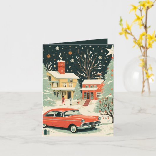 Carte Mi-siècle Noël (Fleur jaune)