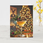 Carte Mi-Siècle Noël Joyeux & Cocktail lumineux (Fleur jaune)