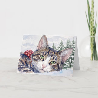 Carte Mia mon chat dans un pays des merveilles hivernal