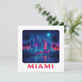 Carte Miami Moonrise - Neon Skyline Card (Debout devant)