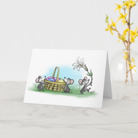 Carte Mic, Mac et Moe, Joyeuses Pâques (Fleur jaune)