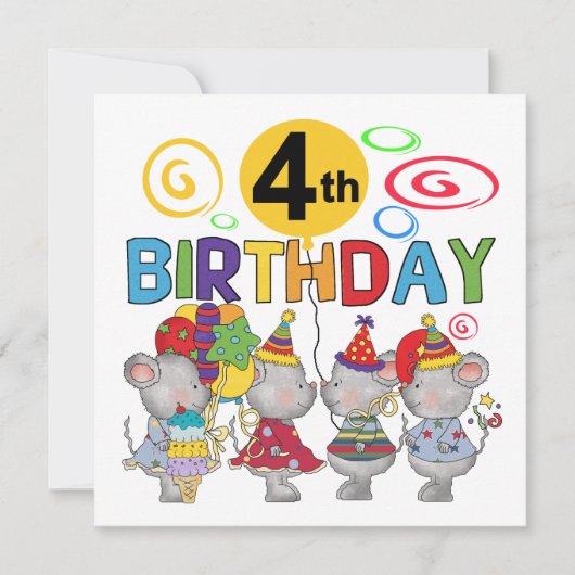 Carte Mice 4th Birthday T-shirts et cadeaux (Devant)