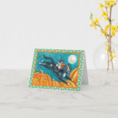 CARTE MICE BLANCHE & CHAT NOIR SUR CHASSE HALLOWEEN SCAV (Fleur jaune)