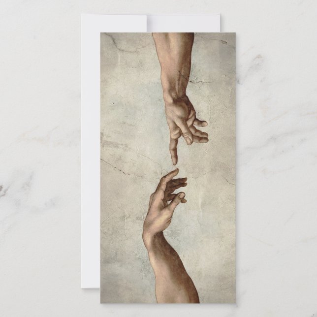 Carte Michaelangelo mains création adam dieu (Devant)