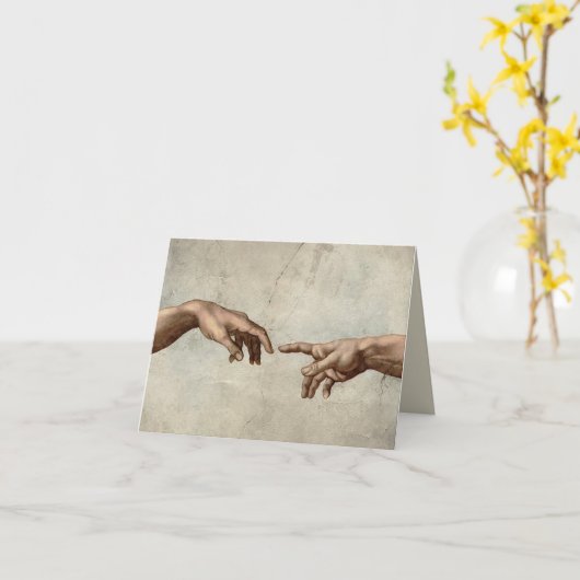 Carte Michaelangelo mains création adam dieu (Fleur jaune)