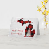 Carte Michigan Christmas Buffalo Plaid (Fleur jaune)