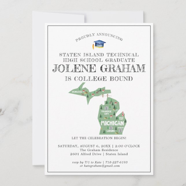 Carte Michigan | College Bound Graduation Party (Devant)