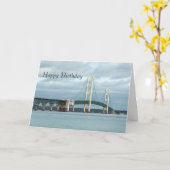 Carte Michigan Mackinac Bridge Photo Anniversaire (Fleur jaune)