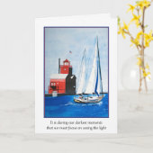 Carte Michigan Red Lighthouse and Sailboat Sympathy (Fleur jaune)