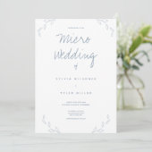 Carte Micro Mariage blanc Dusty Feuilles (Debout devant)