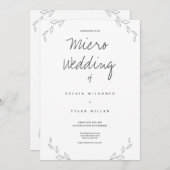 Carte Micro Mariage blanc Feuilles (Devant / Derrière)