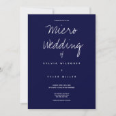 Carte Micro Mariage Bleu foncé Typographie Minimale (Devant)
