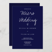 Carte Micro Mariage Bleu foncé Typographie Minimale (Devant / Derrière)