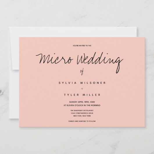 Carte Micro Mariage photo rose noir Mariage horizontal (Devant)