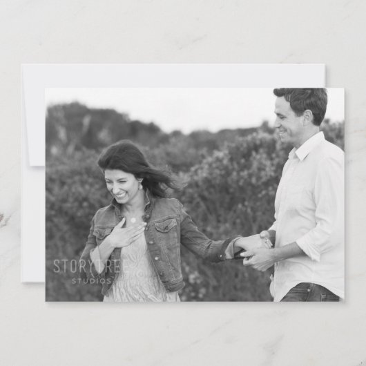 Carte Micro Mariage photo rose noir Mariage horizontal (Dos)