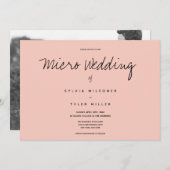 Carte Micro Mariage photo rose noir Mariage horizontal (Devant / Derrière)