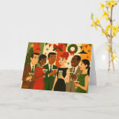 Carte Mid Century 60s Bureau de Noël Cocktail Party (Fleur jaune)