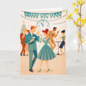 Carte Mid Century Bonne Année La Danse Martini (Fleur jaune)
