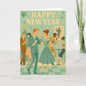 Carte Mid Century Happy New Year The Martini Dance (Devant)